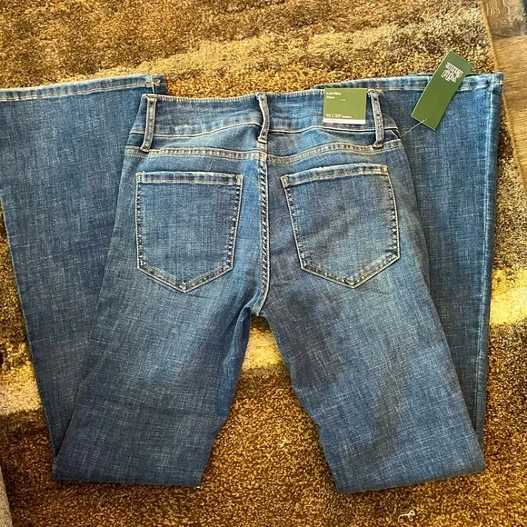 Low-Rise, FLARE, STRETCH denim jeans; women’s SIZE 10; Medium wash; “Wild Fable” - Picture 4 of 4